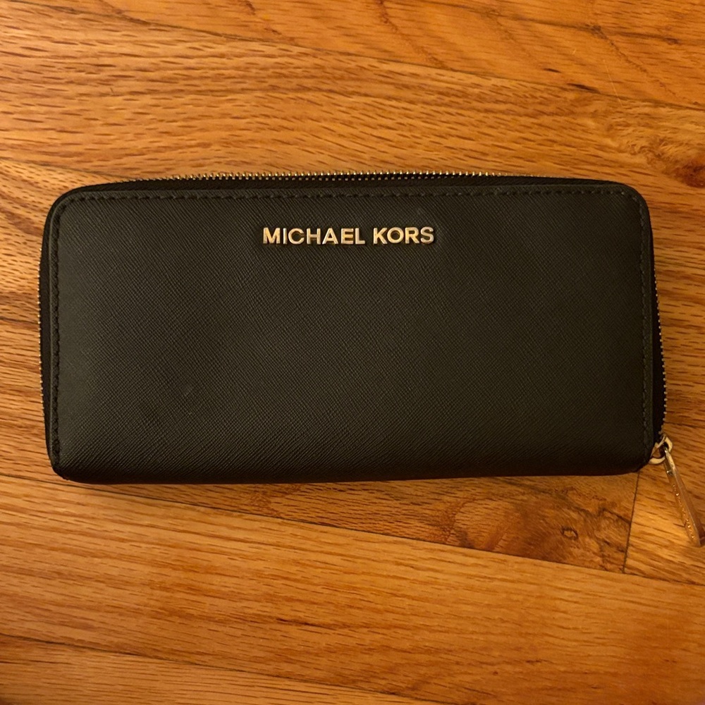 Michael Kors Black Zip-Around Wallet